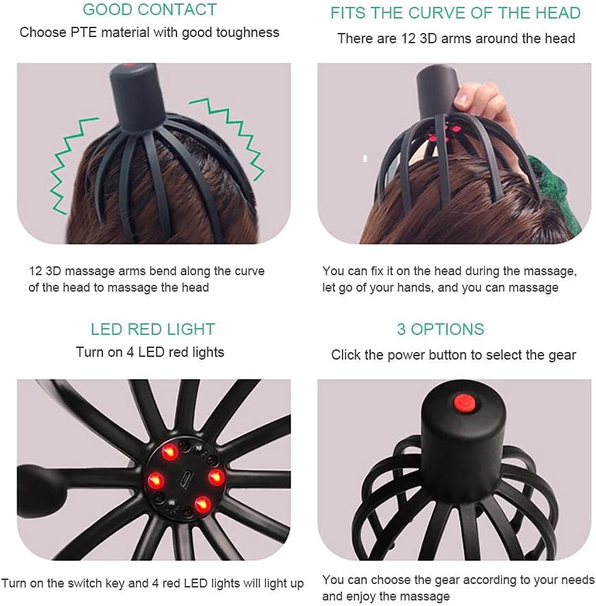 Head Massager Spider Hands-Free Electric
