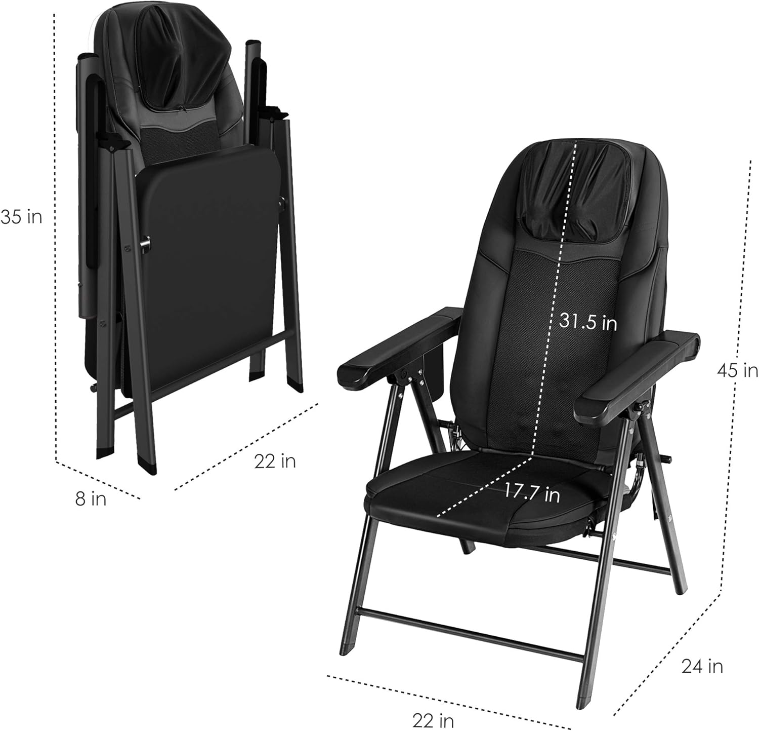 Folding Massage Chair Portable – Shiatsu Neck & Back Massager with Heat