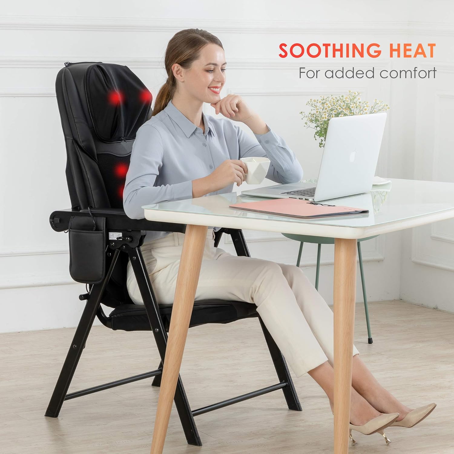 Folding Massage Chair Portable – Shiatsu Neck & Back Massager with Heat
